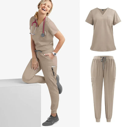 Cralom Multicolour Jogger Scrubs Set with Pocket Pants
