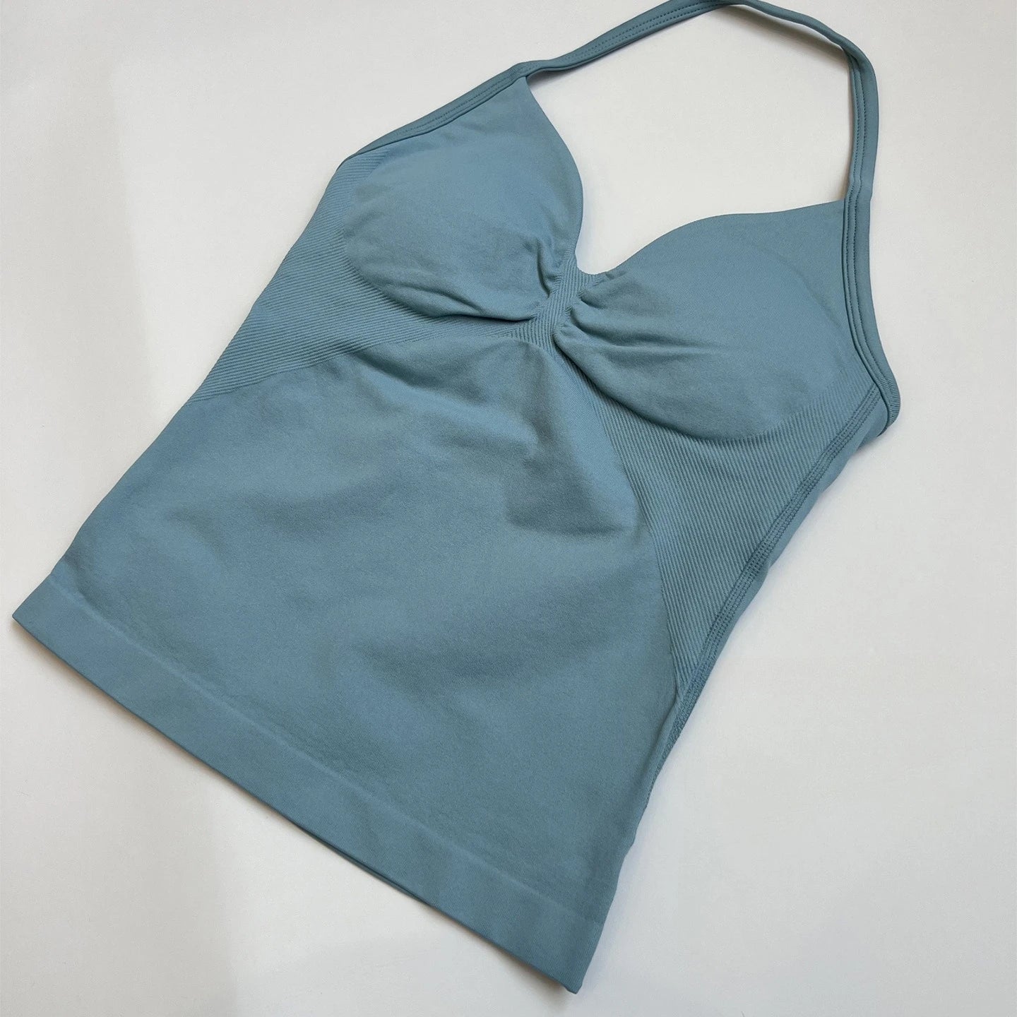 Cralom Seamless Longline Strappy Bra Tank Top with Pads for Yoga and Gym