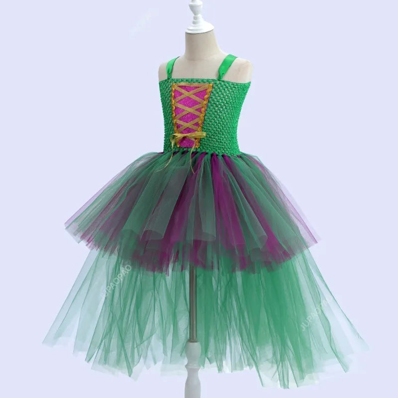 Cralom Dark Queen Witch Tu Tu Dress with Feather Tail for Children's Day