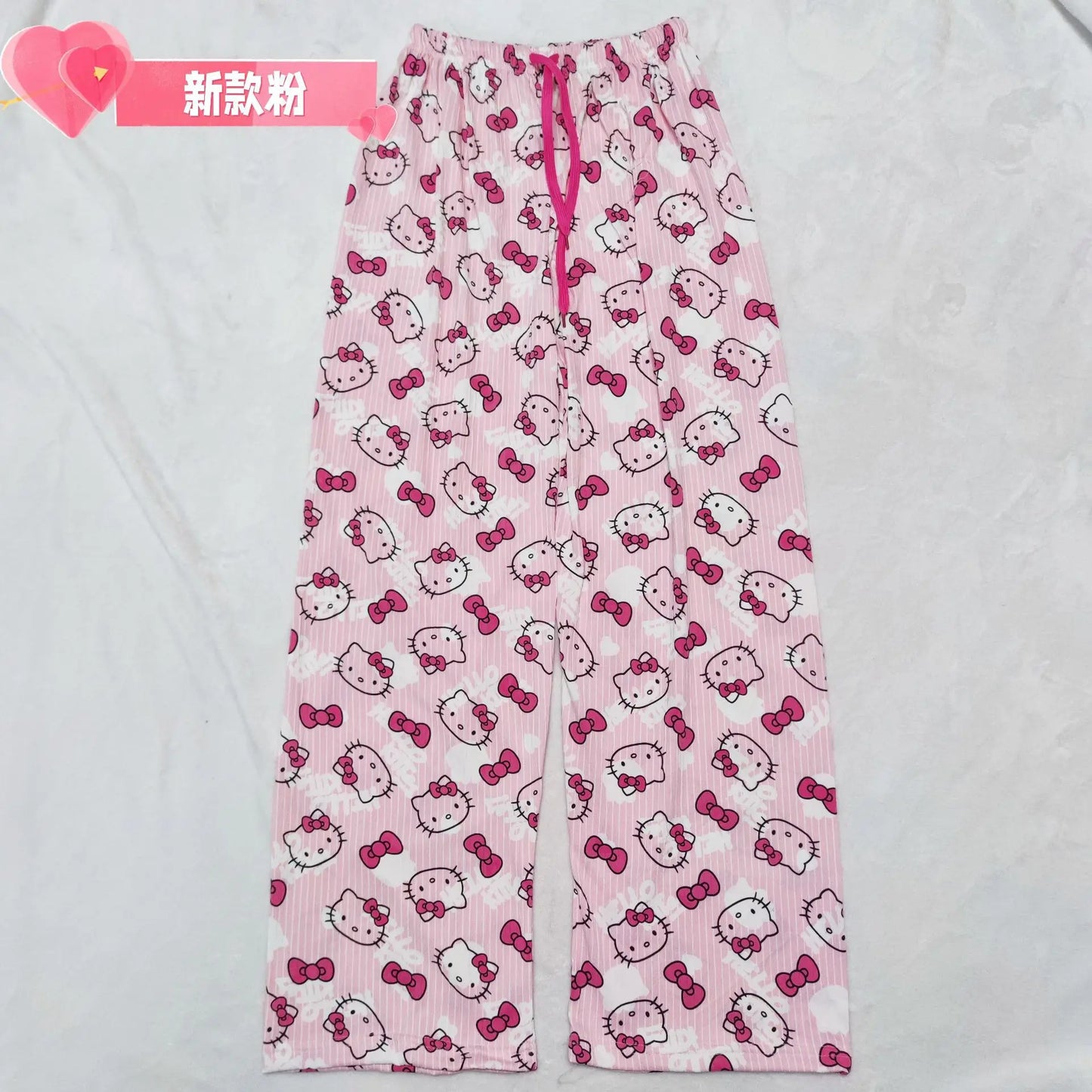 Cralom Hello Kitty Women's Loose Pink Sleep Pants