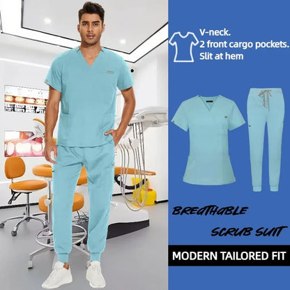 Cralom Unisex Stretch Scrub Sets: Professional Healthcare Nursing Uniforms