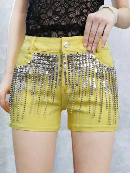 Cralom High Waist Hottie Denim Shorts Straight Jeans for Women - Y2K Fashion