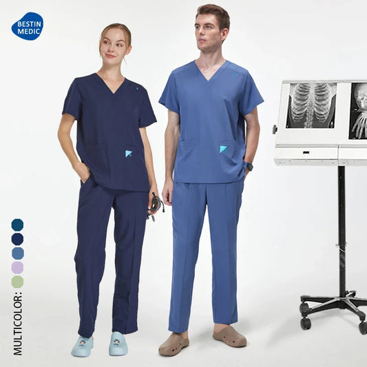 Cralom Unisex Scrub Set: V-Neck Top & Straight Leg Pant