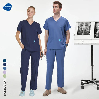 Cralom V-Neck Top & Straight Leg Pant Medical Scrub Set