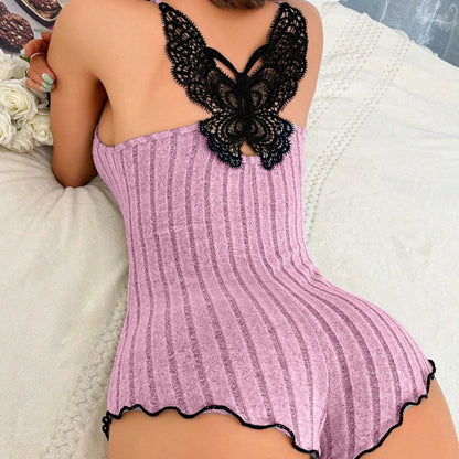 Cralom Butterfly Back Lace Pajamas - Women's Summer One-Piece Sling åçxyz[axis]