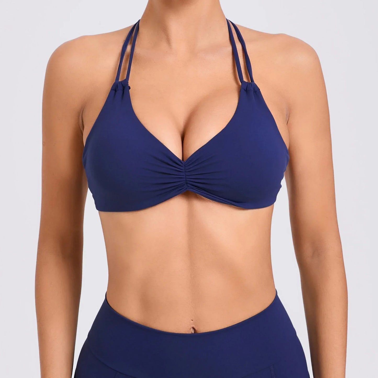 Adjustable Yoga Sports Bra for Women by Cralom: Halter Cross-Back Workout Top
