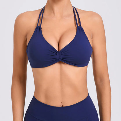 Adjustable Yoga Sports Bra for Women by Cralom: Halter Cross-Back Workout Top