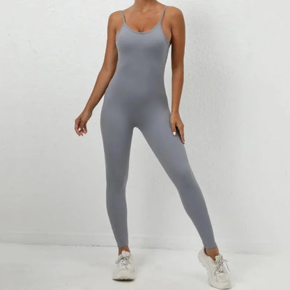 Cralom Seamless Yoga Jumpsuit: Hip-Lifting Open Back One-Piece Fitness Tracksuit
