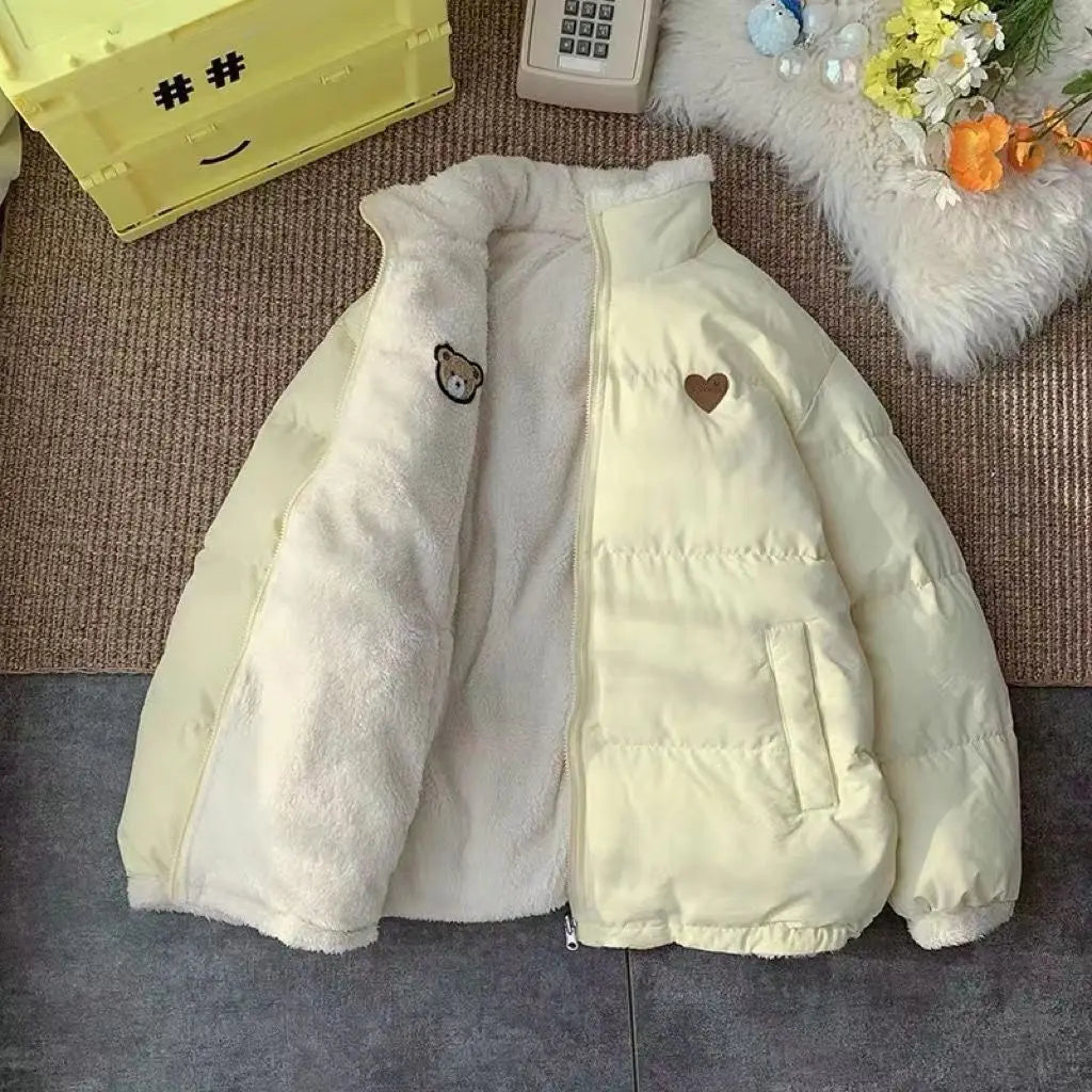 Cralom Corduroy Cotton-padded Jacket: Y2K Street Fashion Embroidery Harajuku Oversize Collar