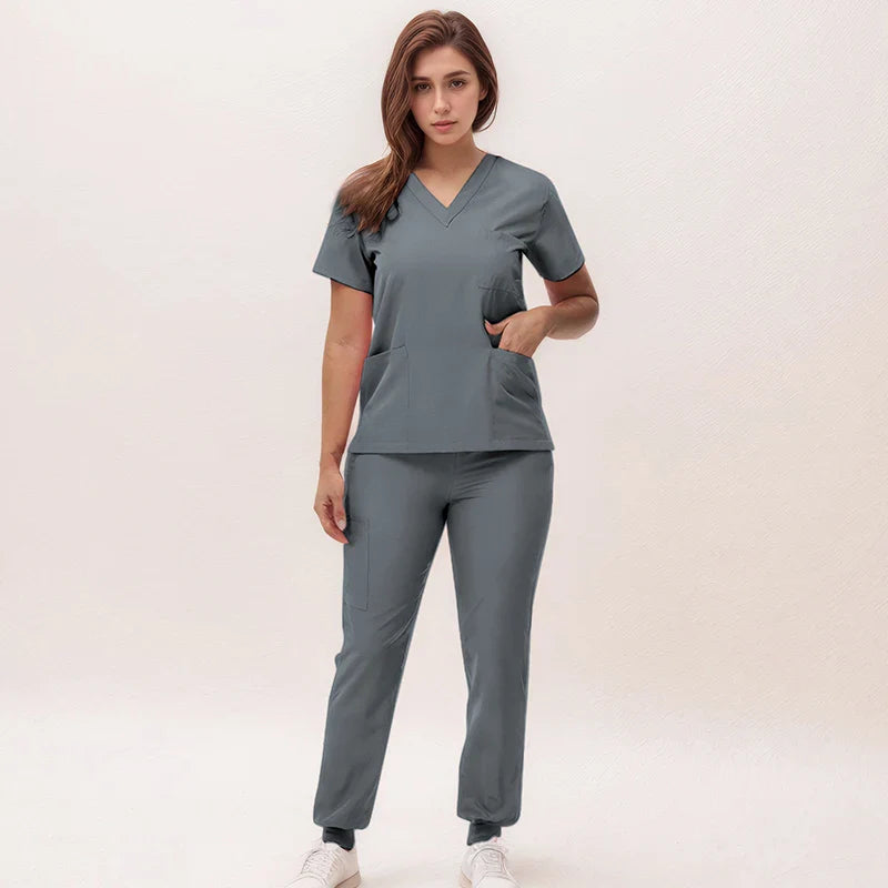 Cralom V-Neck Scrub Set - Premium Nurse Uniform & Doctor Surgical Workwear