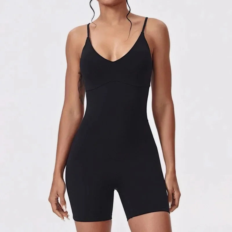 Cralom Seamless Cut-Out Backless Yoga Jumpsuit - Booty-Lifting Fitness Bodysuit