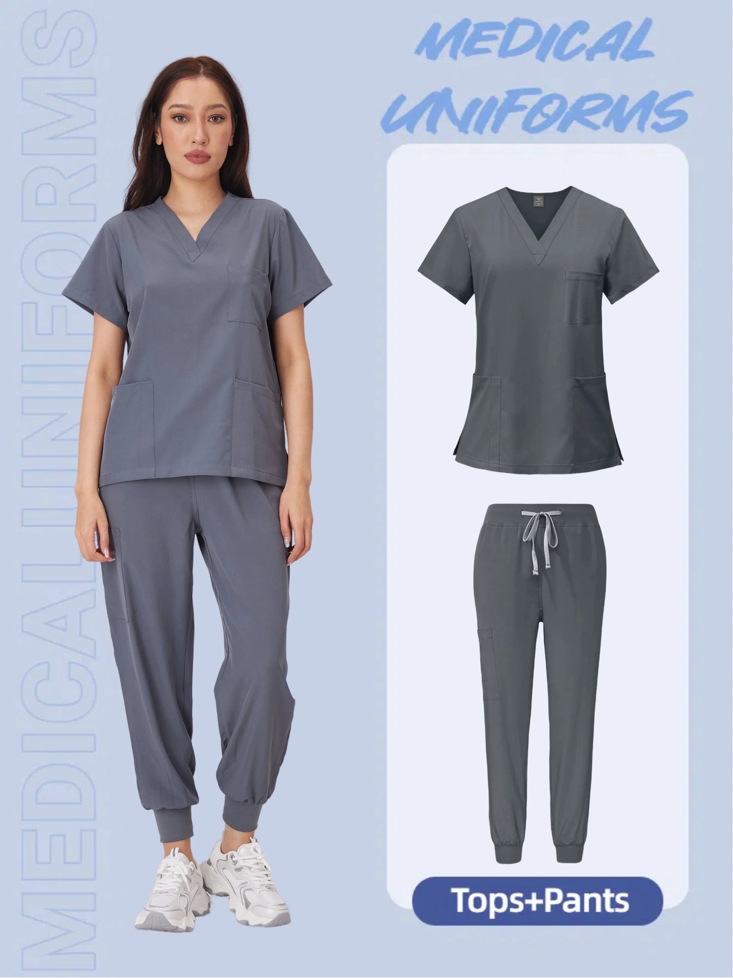 Cralom Anti-Wrinkle Nurse Scrubs Set with Pockets