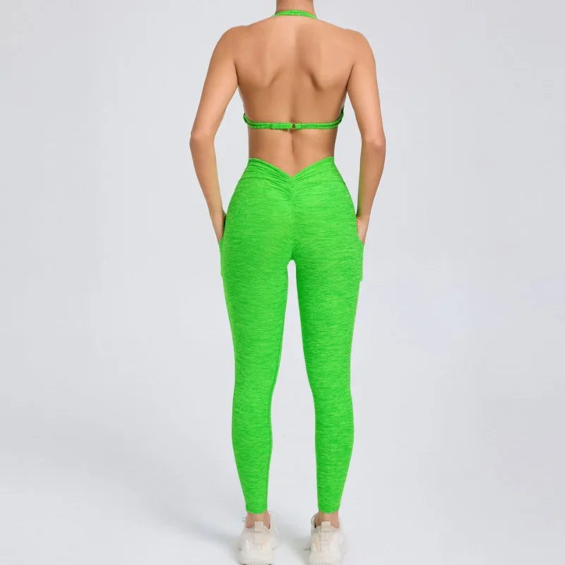 Cralom Color-Block High Waist Yoga Set - Slim Fit Bra & Pants