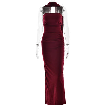 Cralom Strapless Waist Cinching Long Skirt - Elegant & Sexy Hip Hugging Dress
