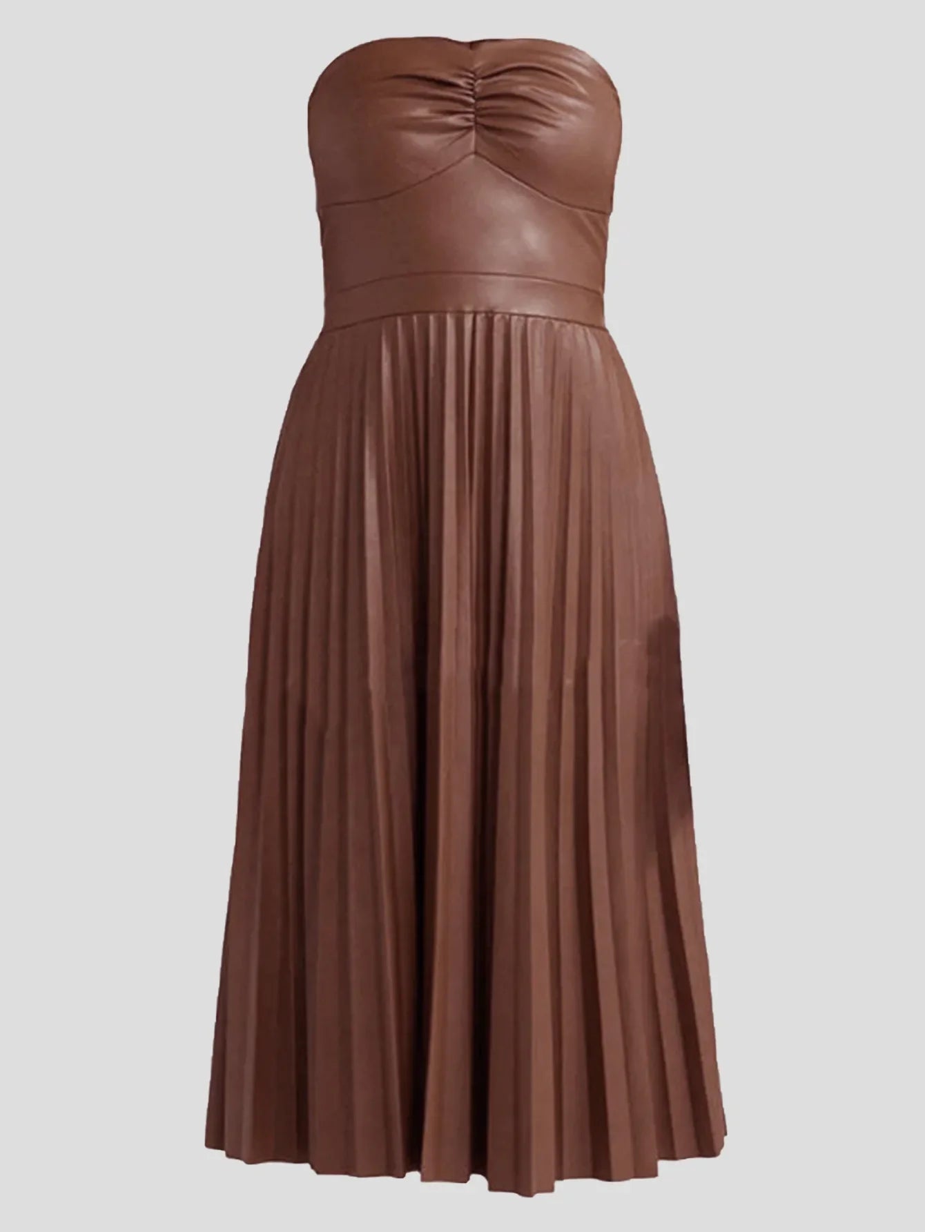 Cralom Shoulder Less Chest Hug Dress, Pleated Elastic Waist Cinched Sexy Summer Dress
