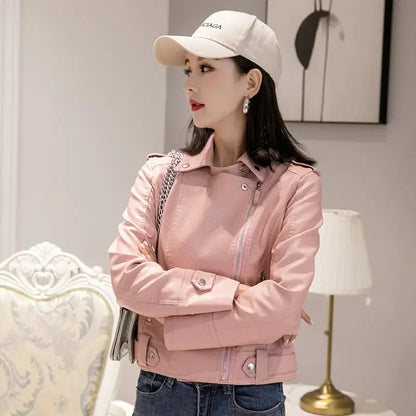 Cralom Women's Leather Zip-up Jacket - 2025 Trend Warm Winter Coat