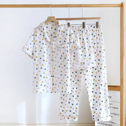 Cralom Cotton Flower Print Pajama Set: Top, Shorts, and Pants for Comfortable Summer