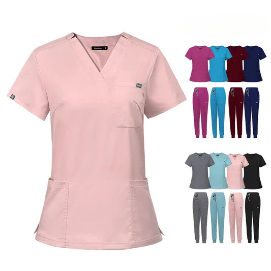 Cralom Scrub Nursing Gowns: Minimalist Solid Color Medical Workwear by Cralom