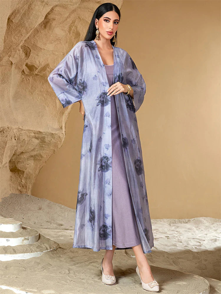 Cralom Ramadan Eid Kebaya Abaya Set: Modest 2 Piece African Dress Robe