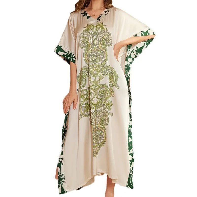 Cralom Printed Long Nightdress for Women in Elegant Spring Design