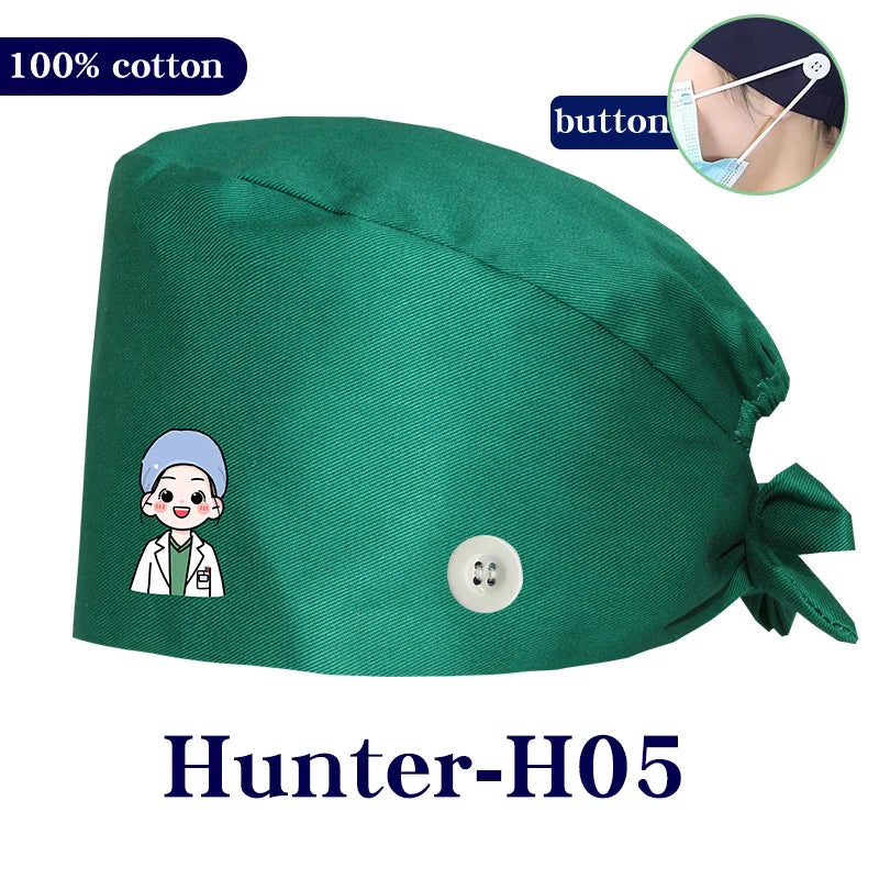 Cralom Cartoon Printed Surgical Scrub Caps for Medical & Pet Grooming Pros