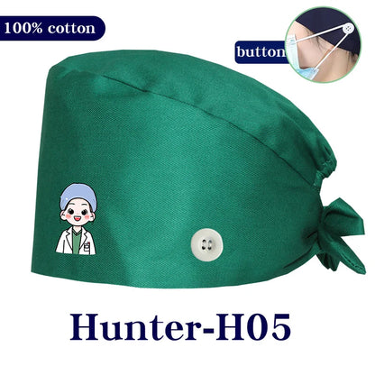 Cralom Cartoon Printed Surgical Scrub Caps for Medical & Pet Grooming Pros