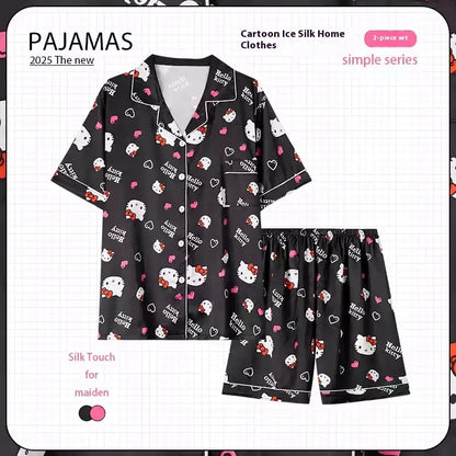 Cralom 2025 Summer Ice Silk Pajamas Set for Couples