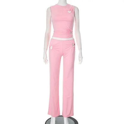 Cralom 2025 Summer Sleeveless Vest & Skinny Pant Set