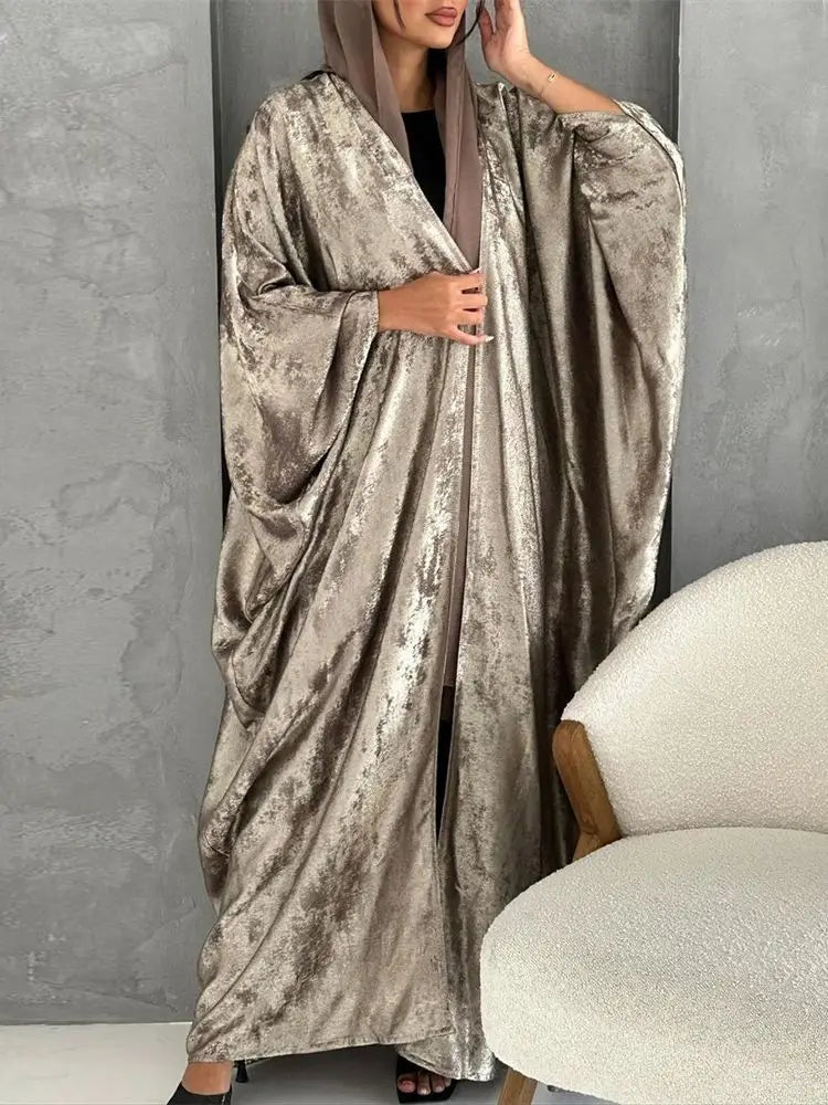 Cralom Shiny Satin Kimono Abaya Dubai Luxury Muslim Kaftan Robe Femme By Cralom Ramadan