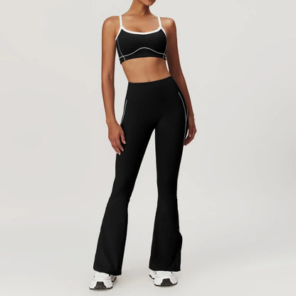 Cralom Summer Yoga Set for Women: 2 Piece Tight Fit Sports Suit