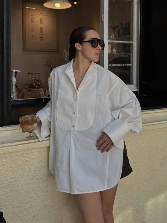 Cralom Hollow Out Women's Shirt - Spring Casual Lapel Blouse