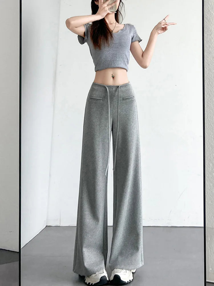Cralom Vintage Capris: Women's Lace-Up Wide Leg Pants with Pockets