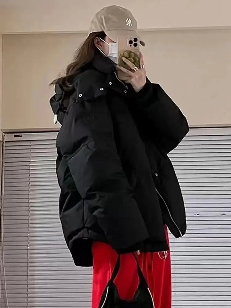Cralom Winter College Love Hooded Down Cotton Padded Jacket
