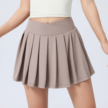 Cralom Women's Tennis Skirt with Built-in Yoga Shorts and Pocket