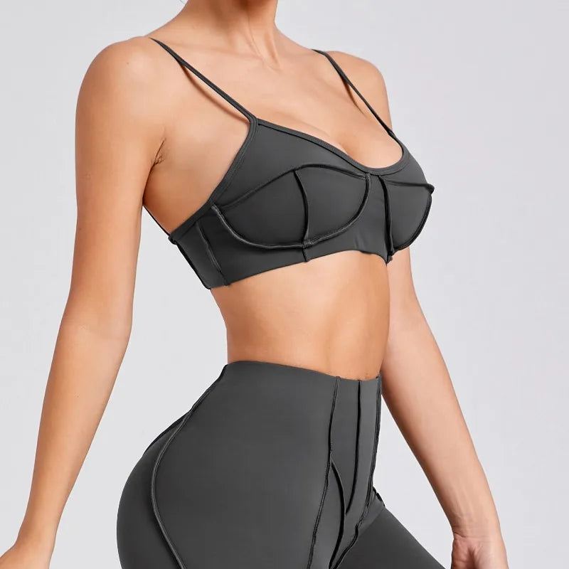 Cralom Yoga Fitness Bra Top Open Back Running Underwear Gym Bras for Women