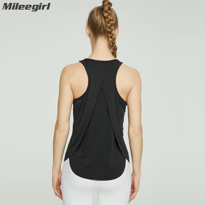Cralom Women's Fitness Crop Tank Top, Quick Dry Sport Vest for Gym Workouts