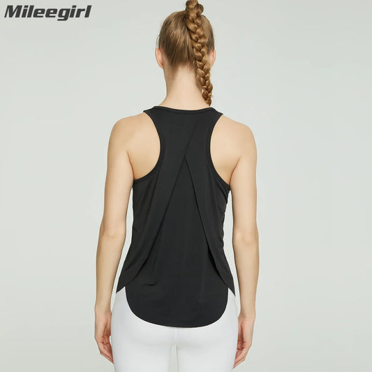 Cralom Women's Fitness Crop Tank Top, Quick Dry Sport Vest for Gym Workouts