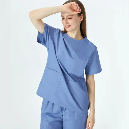 Cralom Women's Crew Neck Scrub Set - 3 Pocket Solid Workwear