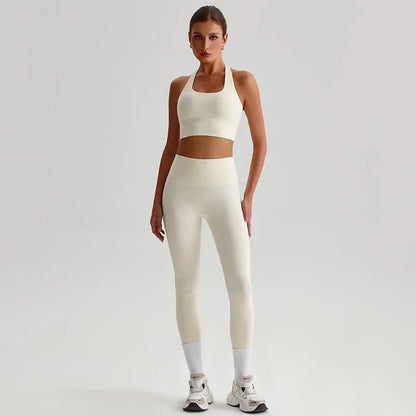 Cralom Seamless Yoga Set: Backless Sports Bra & Booty-Lifting Leggings