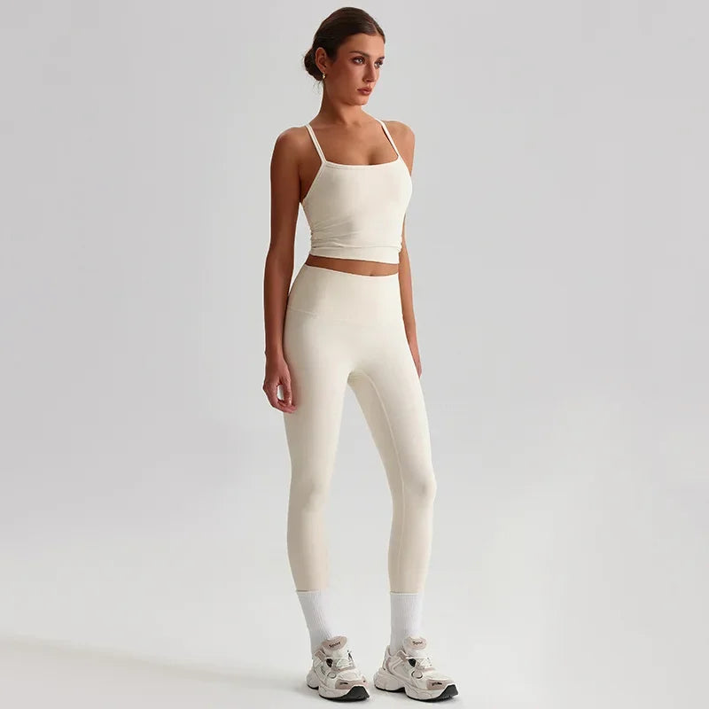 Cralom Naked Feel Seamless Yoga Set: Sports Bra & High-Waisted Leggings
