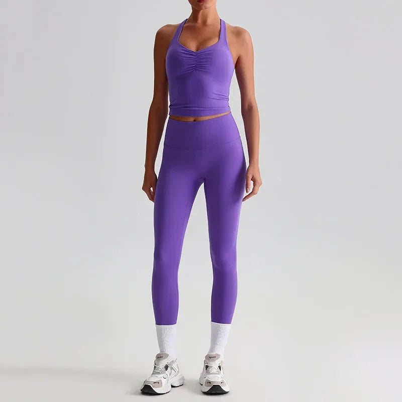 Cralom Naked Feel Seamless Yoga Set: Sports Bra & Slim-Fit Leggings