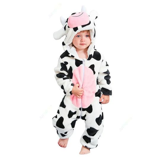 Cralom Cow Baby Jumpsuit Sleepwear with Tassels