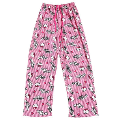 Cralom Hello Kitty Women's Loose Pink Sleep Pants