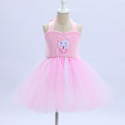 Cralom Forest Rabbit Print Dress for Children's Halloween Role Play