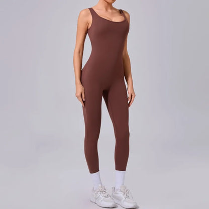 Cralom Yoga Jumpsuit: Seamless Beauty Back Fitness One-piece Leggings for Women