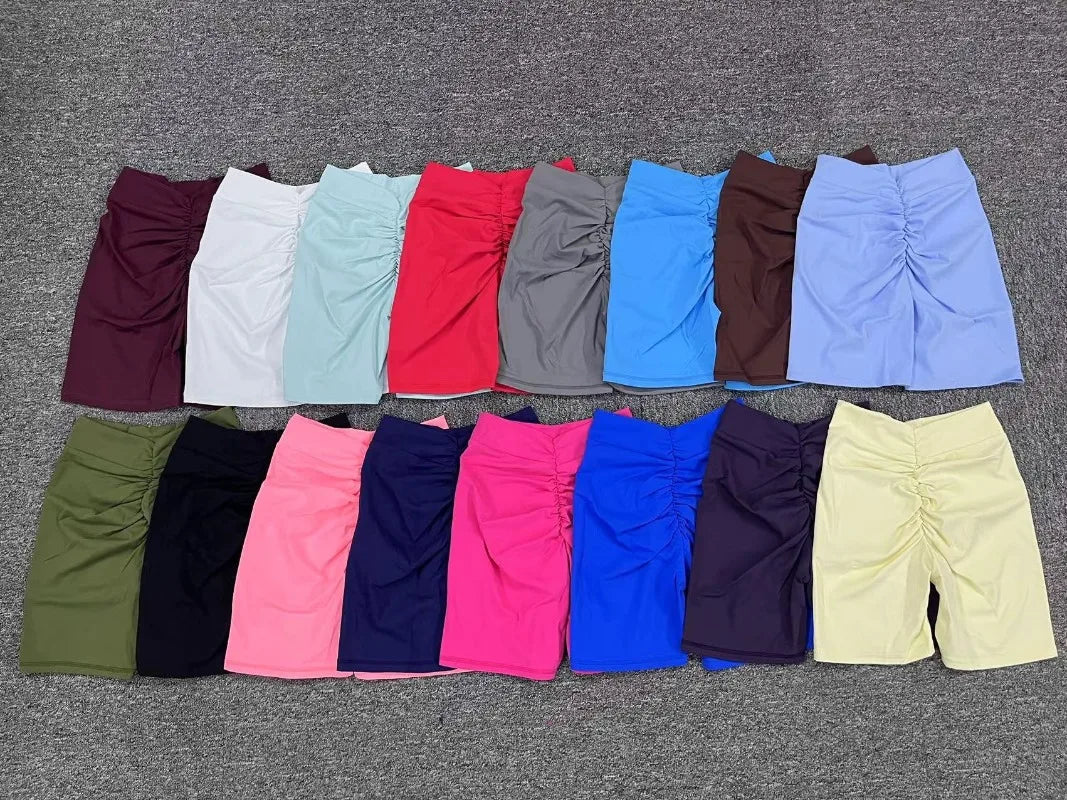 Cralom High-Waist Ruffled Booty Lift Yoga Shorts