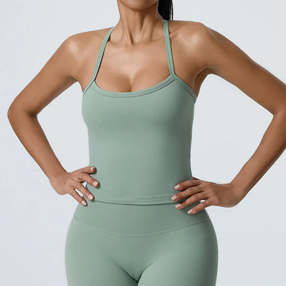 Cralom Yoga Tank Top Women Workout Gym Training Vest Quick Dry Sportswear