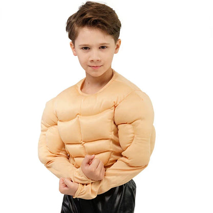 Cralom Boy's Fake Ab Muscle Muscle Tee