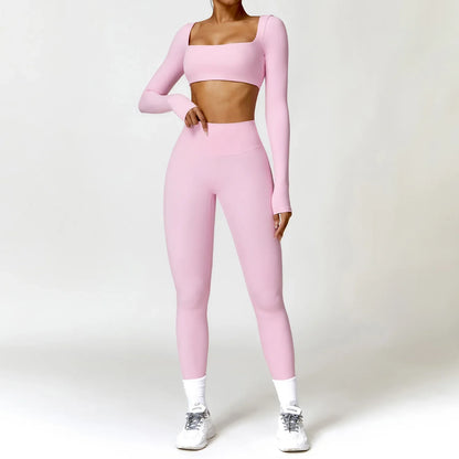 Cralom 2PCS Yoga Set for Women: Quick-Drying Sports Suit for Gym and Running