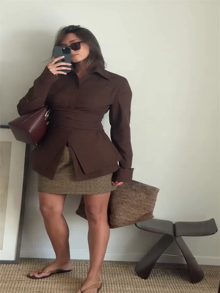 Cralom Women's Solid Color Lapel Shirt - Spring Fashion 2025